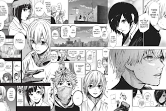draw anime manga comic book, manga page illustration and webtoon