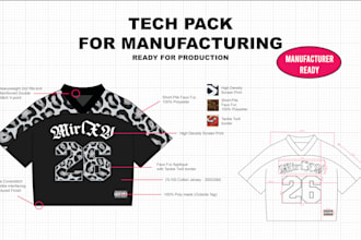 create a professional clothing tech pack for manufacturing