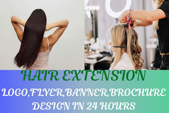 do hair extension flyer business card rack card haircare banner hair care logo
