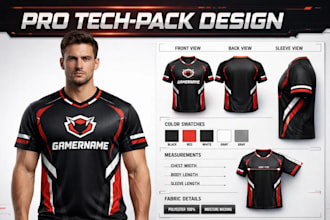 do esport jersey streetwear team kits t shirt tech pack ready production file
