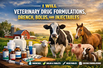 veterinary drug formulations, drench, bolus, and injectables