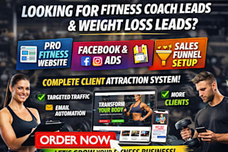 setup fitness coach leads fitness website, fitness coach ads, weight loss leads