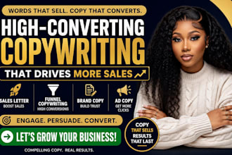 write sales letter, funnel copywriting, brand copy, and ad copy