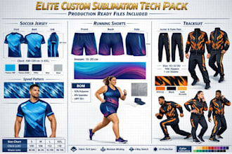 design sublimation apparel with production ready files and sport wears tech pack
