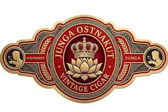 do unique cigar label, cigar logo, cigar band and cigar box design for you