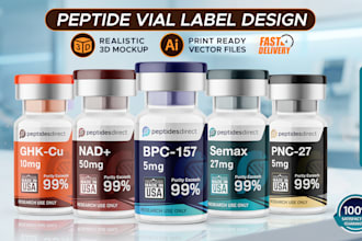 design premium peptide, sarms, vial label design, product label design