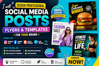 design professional social media posts, flyers and templates