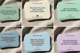 design custom affirmation cards, motivational, printable, collectible cards