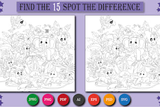 design spot the difference and hidden object pictures and look and find for you