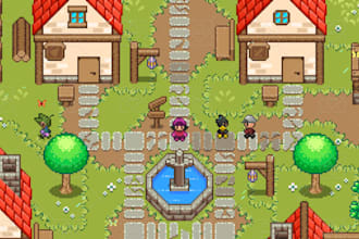 create pixel tileset tile map pixel character retro game art sprite sheet video