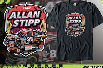 design modern racing car logo and custom t shirt design