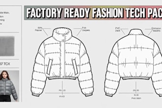 create fashion tech pack, clothing tech pack, garment tech pack for production