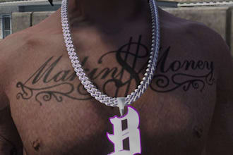 create custom 3d iced out chain with pendant for gta fivem ped