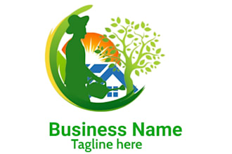 modern landscaping, lawn care, gardening and grass logo