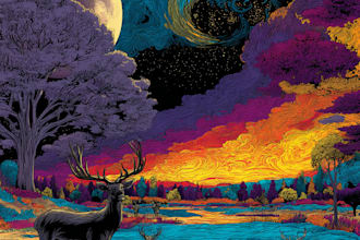 create a unique psychedelic surrealistic illustration for album cover