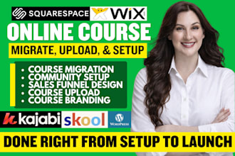 migrate online course, upload to kajabi, squarespace skool, wix course migration