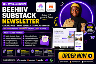 design beehiv substack newsletter landing page email template email automation