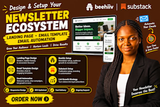 design beehiv substack newsletter landing page email template email automation
