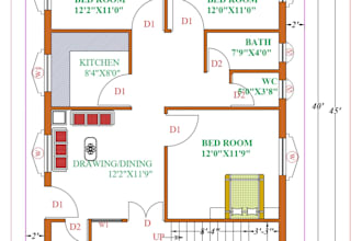 draft accurate 2d house plans in autocad with dimensions