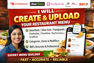 create restaurant menu for doordash, uber eats, foodpanda, grubhub, chow now