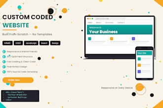 create custom coded responsive website from scratch