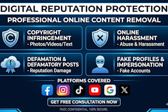 takedown harassing mass report for facebook instagram youtube tiktok google dmca