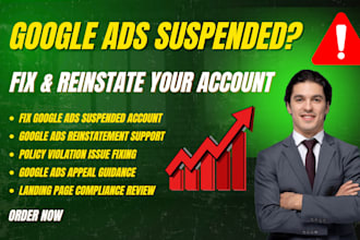 set up google ads account, fix goo gle ads suspended and reinstate go ogle ads
