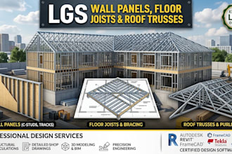 design lgs wall panels, floor joists and roof trusses