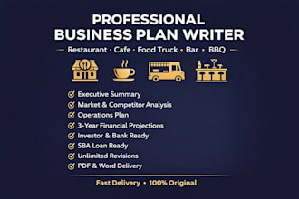 write a professional restaurant, cafe or food business plan