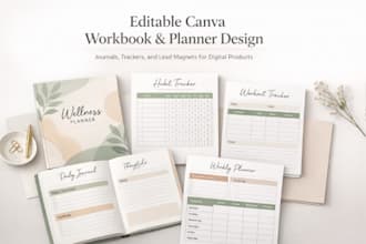 design fitness ebook, planner, workout trackers, pdf lead magnet training manual