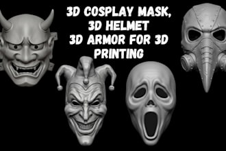 sculpt detailed 3d mask model 3d helmet cosplay mask props stl for 3d printing