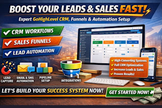 setup gohighlevel CRM workflows, sales funnels, automation and lead system
