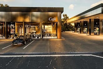 gas station design, station site plan, petrol station layout, convenience store