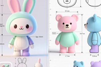create 3d plushie model  labubu cute mascot character stl for 3d printing
