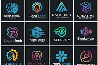 do modern tech startup software logo and brand identity for business app icon