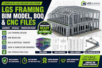provide lgs framing, bim model, boq and cnc production files