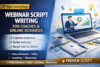 take my time to write webinar script, sales webinar, and online training webinar
