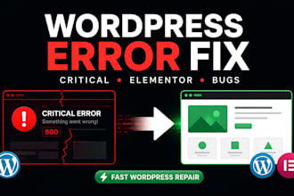 fix wordpress critical errors, bugs and elementor issues