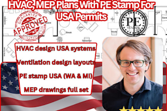 design hvac, plumbing and mep plans with pe stamp for USA