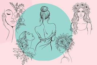 do unique one line art, minimalist line art, vector line art logo illustration