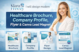 design modern healthcare brochures company profiles, flyers, canva lead magnets
