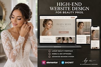 design a luxury bridal makeup booking website and beauty salon portfolio