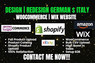 redesign or design german italian woocommerce store product catalog setup b2b