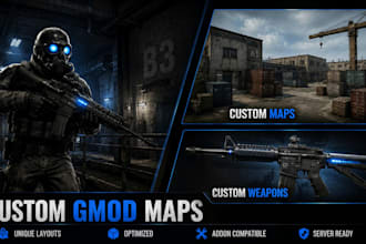 create custom garrys mod map,  gmod playermodel with weapons, all for gmod map