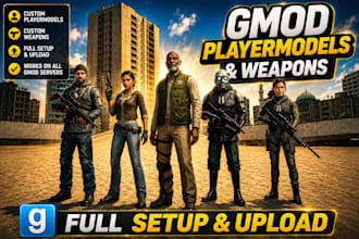 create custom garrys mod, gmod maps and gmod playermodel with weapons