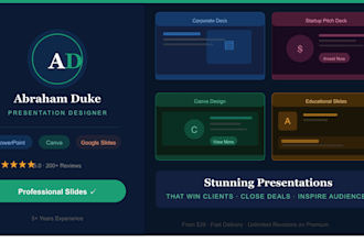 design a stunning canva presentation, pitch deck, or business slide deck