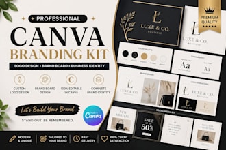 design canva branding kit, logo design, brand board and business identity