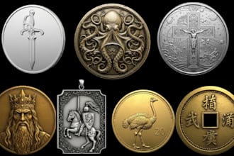 design a custom 3d coin, medallion, pendant  bas relief model stl for printing