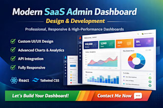 build modern saas admin dashboard UI UX using react and tailwind CSS