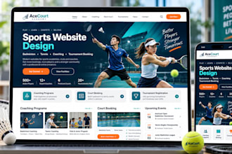 design sports website for badminton tennis academy coaching sports website